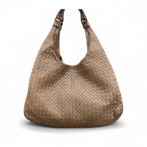 Bottega Veneta Hobo Calfskin Intrecciato Light Gold