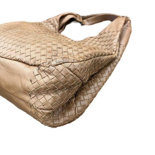 Bottega Veneta Hobo Calfskin Intrecciato Light Gold