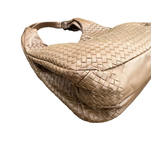 Bottega Veneta Hobo Calfskin Intrecciato Light Gold
