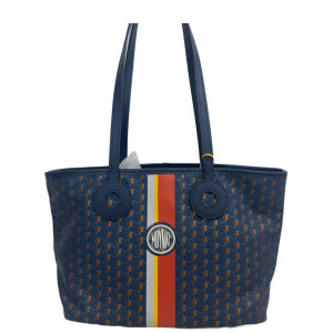 Moynat Tote Bag Toile 1920 Monogram Blue Brown Red