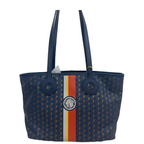 Moynat Tote Bag Toile 1920 Monogram Blue Brown Red