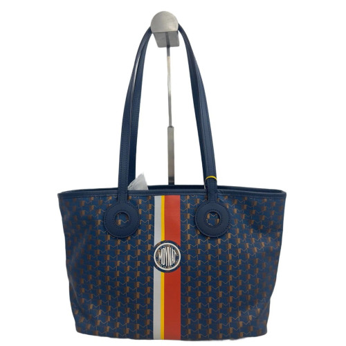 Moynat Tote Bag Toile 1920 Monogram Blue Brown Red