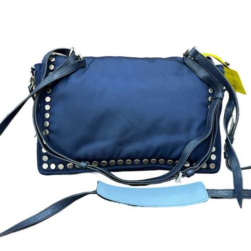Prada Studded Shoulder Bag Nylon Blue