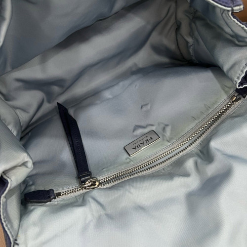 Prada Studded Shoulder Bag Nylon Blue