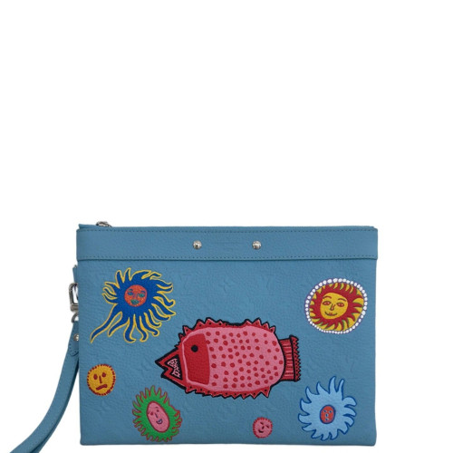 Louis Vuitton X Yayoi Kusama Clutch Monogram Empreinte Blue