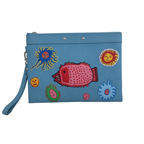 Louis Vuitton X Yayoi Kusama Clutch Monogram Empreinte Blue