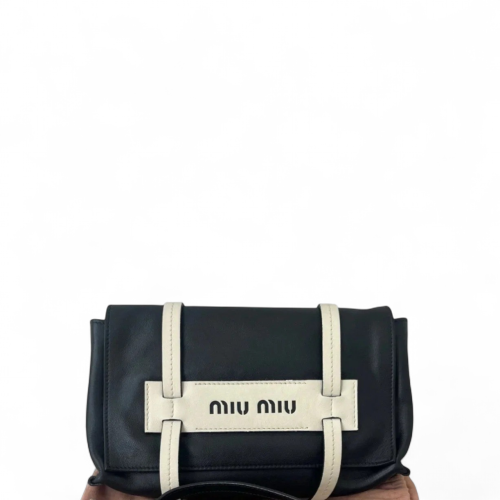 Miu Miu Crossbody Bag Calfskin Black White Miu Miu Crossbody Bag Calfskin Black White