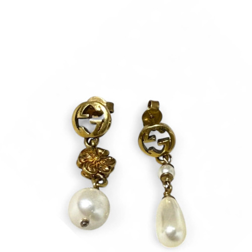 Gucci Faux Pearl Earrings Pearl Gold White