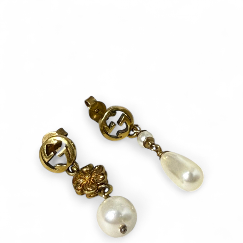 Gucci Faux Pearl Earrings Pearl Gold White