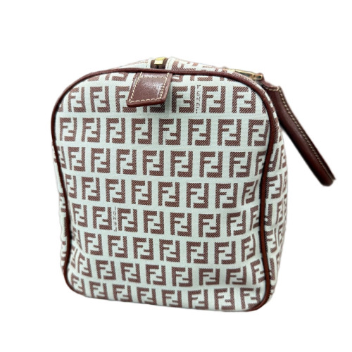 Fendi Boston Bag Zucchino Calfskin Beige Brown