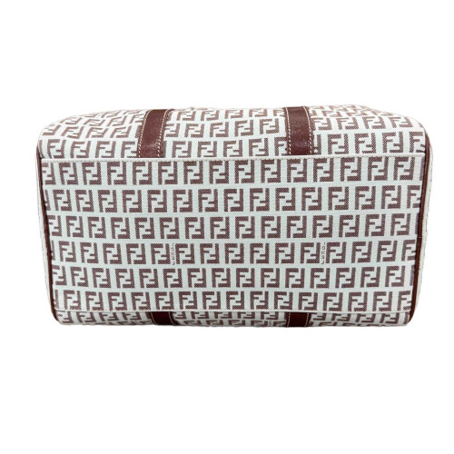 Fendi Boston Bag Zucchino Calfskin Beige Brown