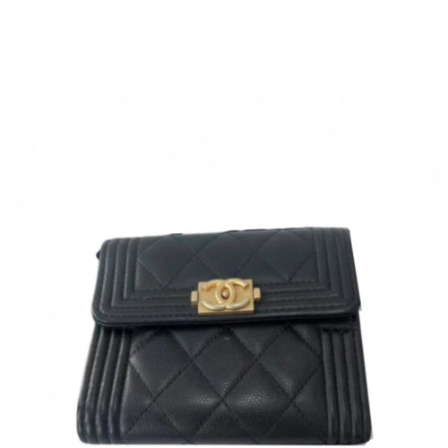 Chanel Quilted Flap Wallet Grained Calfskin Black