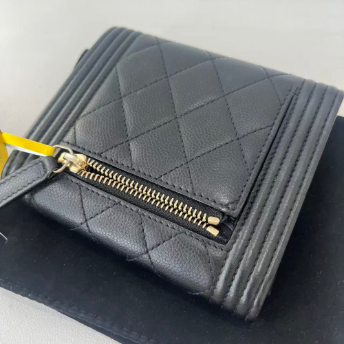 Chanel Quilted Flap Wallet Grained Calfskin Black