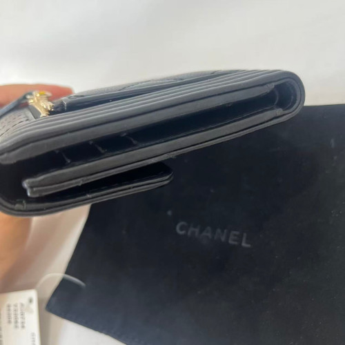 Chanel Quilted Flap Wallet Grained Calfskin Black