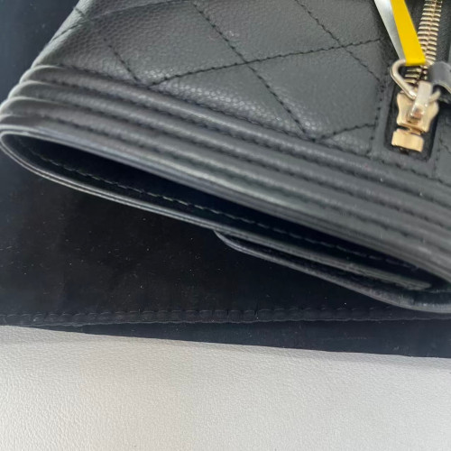 Chanel Quilted Flap Wallet Grained Calfskin Black