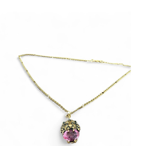 Gucci Strass Necklace Metal Gold Pink Gucci Strass Necklace Metal Gold Pink