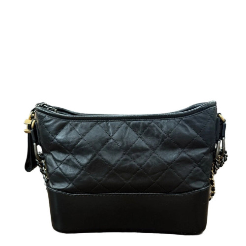 Chanel Quilted New Medium Gabrielle Hobo Calfskin Black
