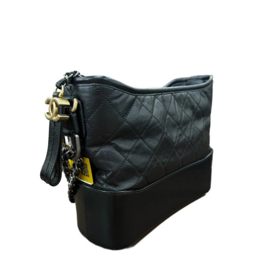 Chanel Quilted New Medium Gabrielle Hobo Calfskin Black