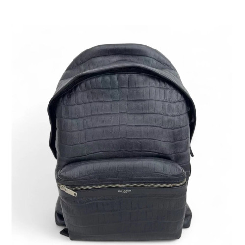 Yves Saint Laurent Backpack Calfskin Crocodile Embossed Black Yves Saint Laurent Backpack Calfskin Crocodile Embossed Black