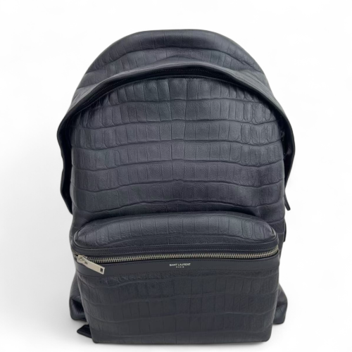 Yves Saint Laurent Backpack Calfskin Crocodile Embossed Black Yves Saint Laurent Backpack Calfskin Crocodile Embossed Black