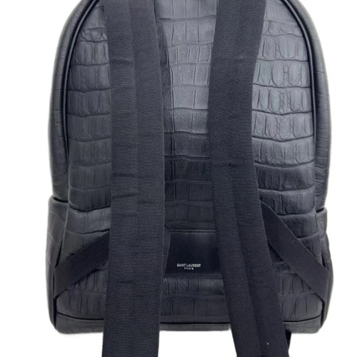 Yves Saint Laurent Backpack Calfskin Crocodile Embossed Black Yves Saint Laurent Backpack Calfskin Crocodile Embossed Black