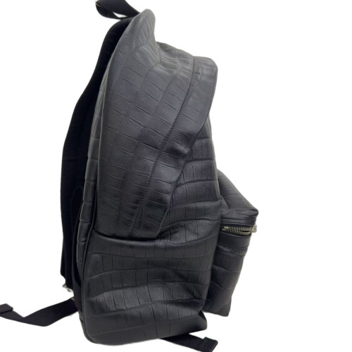 Yves Saint Laurent Backpack Calfskin Crocodile Embossed Black Yves Saint Laurent Backpack Calfskin Crocodile Embossed Black