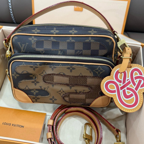 Louis Vuitton Nil 28 Messenger Reverse Monogram Damier Ebene Brown Tan