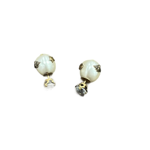 Dior Bee Stud Earrings Metal Faux Pearl White Gold Dior Bee Stud Earrings Metal Faux Pearl White Gold