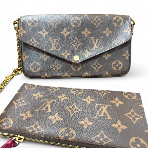 Louis Vuitton Pochette Felicie Chain Wallet Monogram Brown