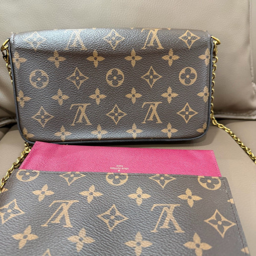 Louis Vuitton Pochette Felicie Chain Wallet Monogram Brown