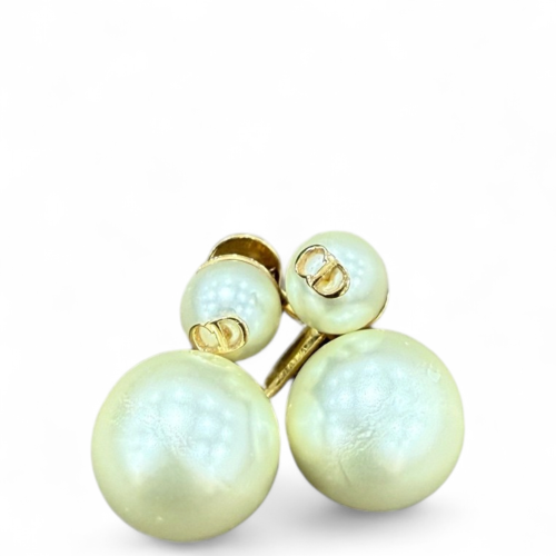 Dior Stud Earrings Resin Metal White Gold