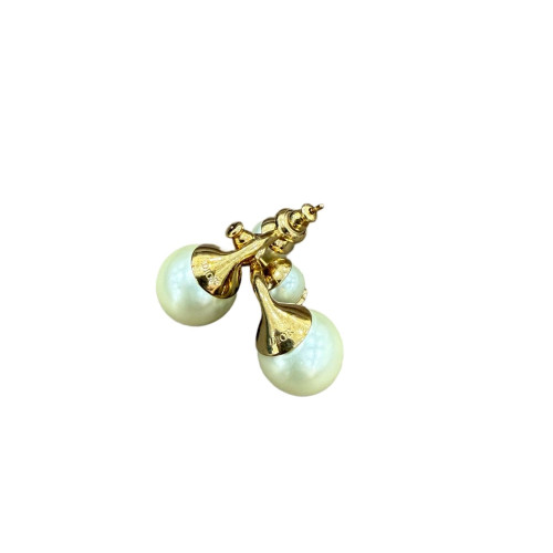 Dior Stud Earrings Resin Metal White Gold
