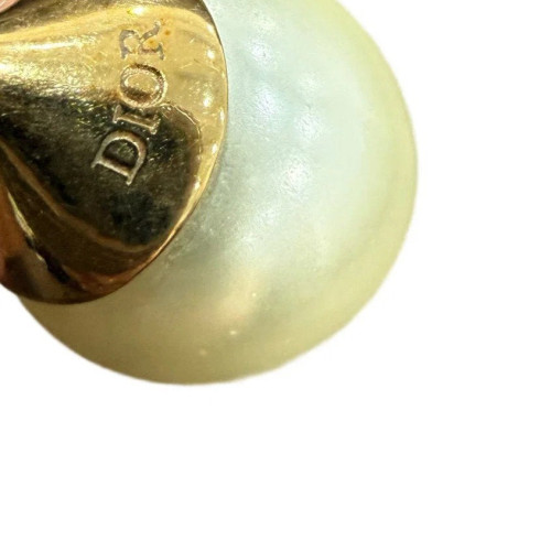 Dior Stud Earrings Resin Metal White Gold