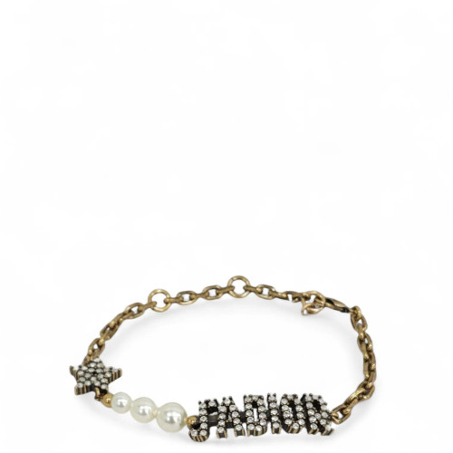 Dior J'adior Drop Bracelet Metal Resin Strass Gold White