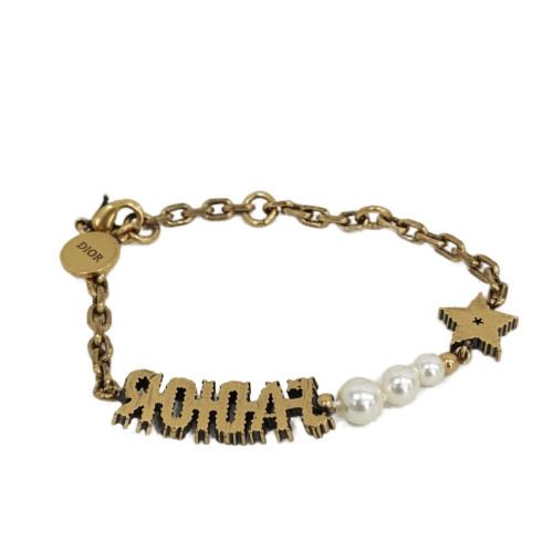 Dior J'adior Drop Bracelet Metal Resin Strass Gold White