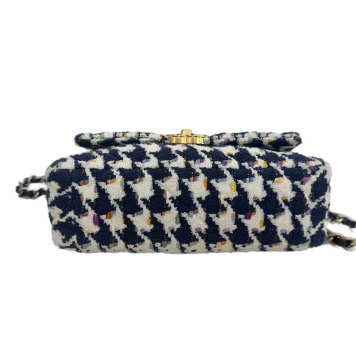 Chanel Shoulder Bag Tweed Navy White