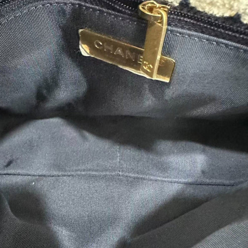 Chanel Shoulder Bag Tweed Navy White