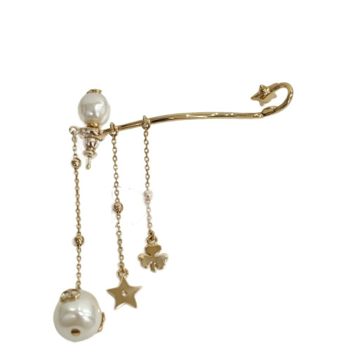 Dior Drop Earrings Metal Resin Gold White