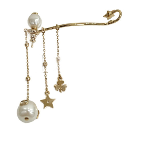 Dior Drop Earrings Metal Resin Gold White
