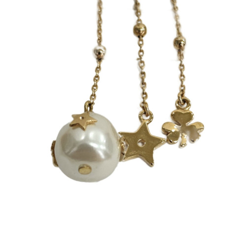 Dior Drop Earrings Metal Resin Gold White