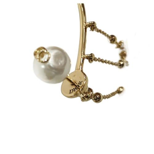 Dior Drop Earrings Metal Resin Gold White