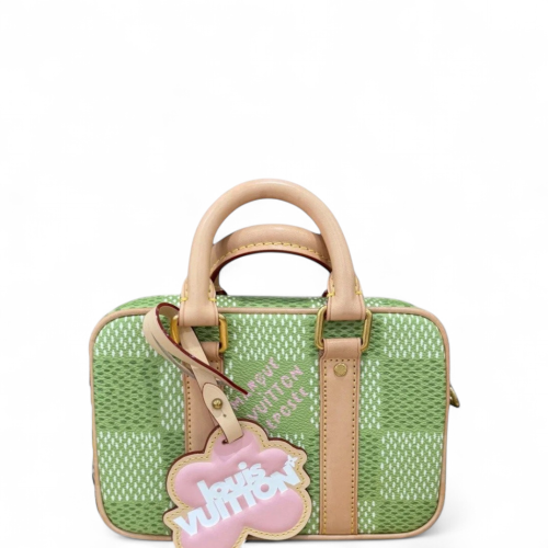 Louis Vuitton X Tyler The Creator Nano Porte Documents Voyage Damier Pop Green Pink White