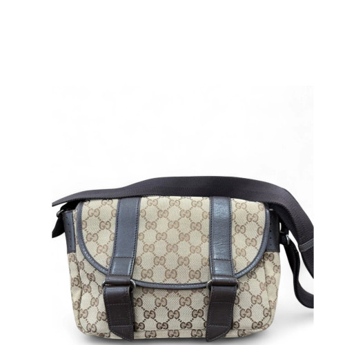 Gucci Messenger GG Supreme Monogram Beige Brown Black Gucci Messenger GG Supreme Monogram Beige Brown Black