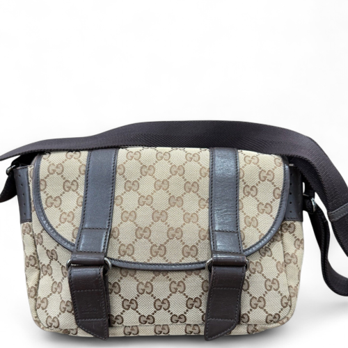 Gucci Messenger GG Supreme Monogram Beige Brown Black Gucci Messenger GG Supreme Monogram Beige Brown Black
