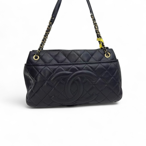 Chanel Quilted Tote Bag Calfskin Black
