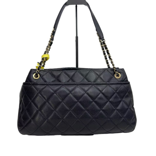 Chanel Quilted Tote Bag Calfskin Black