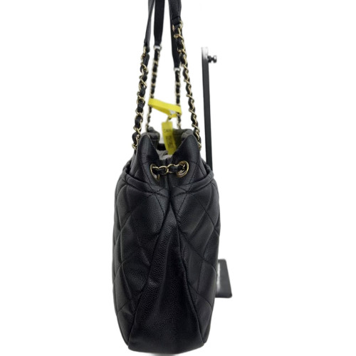 Chanel Quilted Tote Bag Calfskin Black
