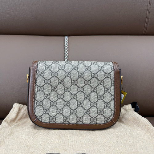 Gucci Web Mini Horsebit 1955 GG Supreme Monogram Calfskin Beige Brown Green