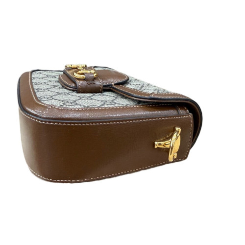 Gucci Web Mini Horsebit 1955 GG Supreme Monogram Calfskin Beige Brown Green
