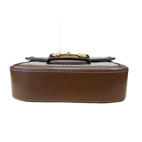 Gucci Web Mini Horsebit 1955 GG Supreme Monogram Calfskin Beige Brown Green